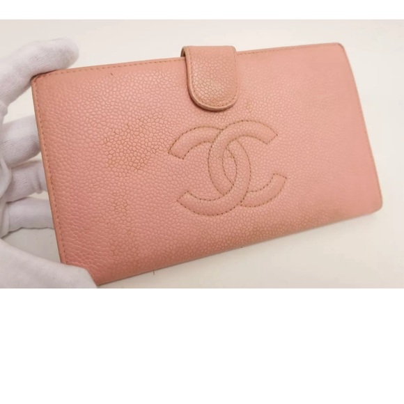💎 Authentic CHANEL Wallet Caviar Pink Leather Bifold Long Wallet 💎 - Picture 2 of 14